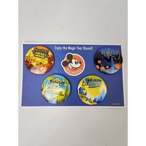 Disneyland 2016 Annual Pass Holder Buttons Main Street Tomorrowland Fantasy